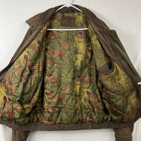 Vintage 90s Leather Bomber Jacket Men L Oversize Aviator Distressed Slouch Baggy - Picture 13 of 16